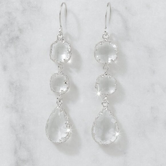 “Sia” Crystal Chandelier Earrings with Gold Etching - Picture 3 of 6